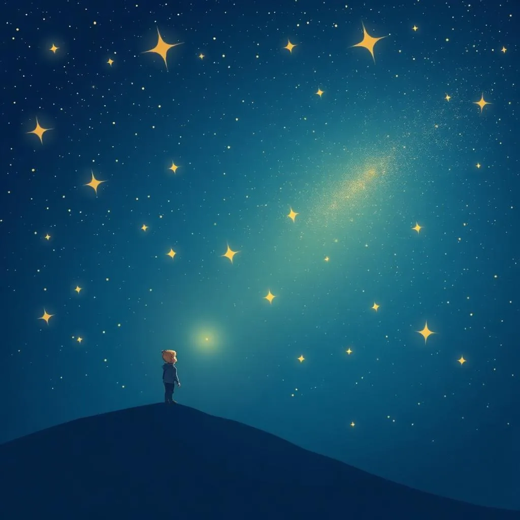 一个迷路的孩子被星星照亮 - 吃瓜视频 404 安抚插画